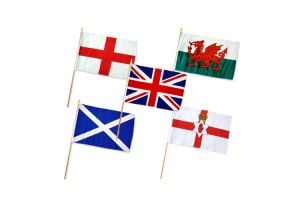 (12x18in) Set of 5 UK Country Stick Flags