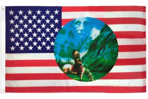 USA Riding Indian Circle Flag 3x5ft Poly