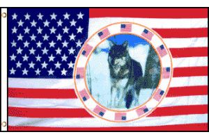 USA Single Wolf Flag 3x5ft Poly