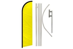 Yellow Solid Color Windless Banner Flag & Pole Kit
