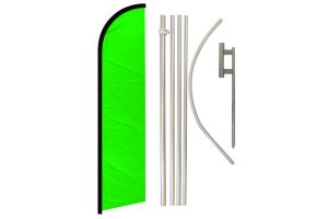 Neon Green Solid Color Windless Banner Flag & Pole Kit