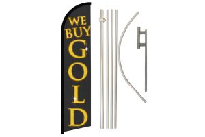 We Buy Gold (Black) Windless Banner Flag & Pole Kit