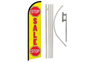Stop Sale Stop (Red & Yellow) Windless Banner Flag & Pole Kit