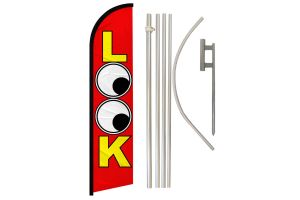 Look (Red) Windless Banner Flag & Pole Kit
