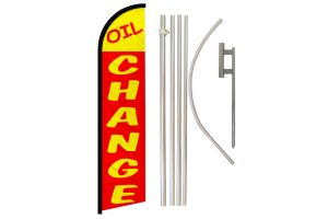 Oil Change (Red & Yellow) Windless Banner Flag & Pole Kit