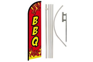BBQ (Red) Windless Banner Flag & Pole Kit