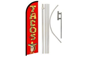 Tacos (Red) Windless Banner Flag & Pole Kit