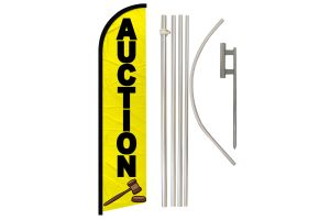 Auction Windless Banner Flag & Pole Kit