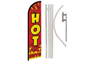 Hot Buys (Red) Windless Banner Flag & Pole Kit
