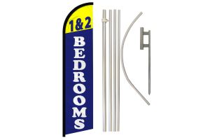 1 & 2 Bedrooms Superknit Polyester Swooper Flag Size 11.5ft by 2.5ft & 6 Piece Pole & Ground Spike Kit