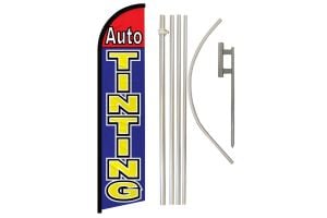 Auto Tinting (Red & Blue) Windless Banner Flag & Pole Kit