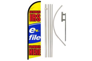 E-File Superknit Polyester Swooper Flag Size 11.5ft by 2.5ft & 6 Piece Pole & Ground Spike Kit
