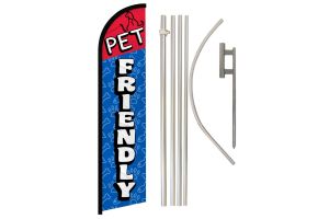 Pet Friendly Superknit Polyester Swooper Flag Size 11.5ft by 2.5ft & 6 Piece Pole & Ground Spike Kit