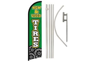 New & Used Tires Windless Banner Flag & Pole Kit