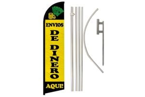 Envios De Dinero Aqui Windless Banner Flag & Pole Kit