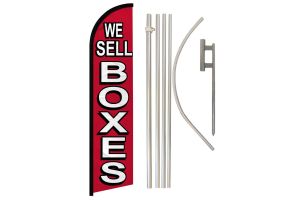 We Sell Boxes (Red) Windless Banner Flag & Pole Kit