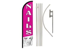 Nails Windless Banner Flag & Pole Kit