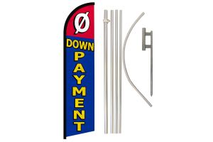 0 Down Payment (Red & Blue) Windless Banner Flag & Pole Kit