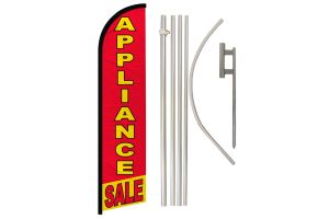 Appliance Sale Superknit Polyester Swooper Flag Size 11.5ft by 2.5ft & 6 Piece Pole & Ground Spike Kit
