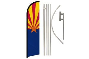 Arizona Superknit Polyester Swooper Flag Size 11.5ft by 2.5ft & 6 Piece Pole & Ground Spike Kit