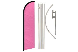 Pink Solid Color Windless Banner Flag & Pole Kit