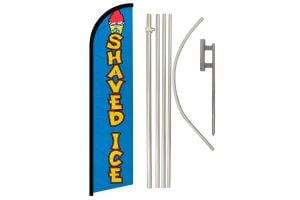 Shaved Ice Superknit Polyester Swooper Flag Size 11.5ft by 2.5ft & 6 Piece Pole & Ground Spike Kit