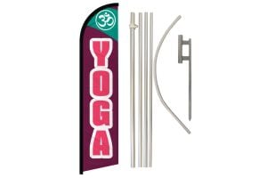 Yoga Superknit Polyester Swooper Flag Size 11.5ft by 2.5ft & 6 Piece Pole & Ground Spike Kit