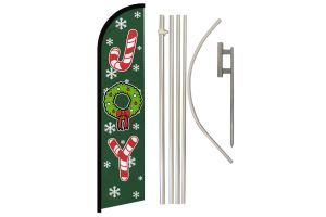 Joy (Candy Cane) Windless Banner Flag & Pole Kit