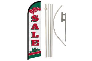 Sale Christmas Superknit Polyester Swooper Flag Size 11.5ft by 2.5ft & 6 Piece Pole & Ground Spike Kit