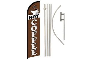 Hot Coffee Windless Banner Flag & Pole Kit