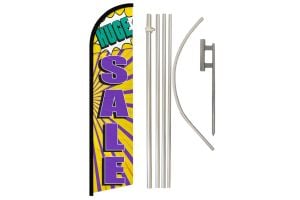 Huge Sale Superknit Polyester Swooper Flag Size 11.5ft by 2.5ft & 6 Piece Pole & Ground Spike Kit