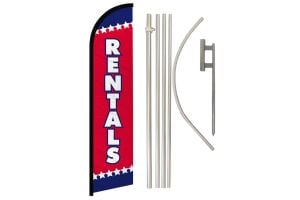 Rentals Superknit Polyester Swooper Flag Size 11.5ft by 2.5ft & 6 Piece Pole & Ground Spike Kit