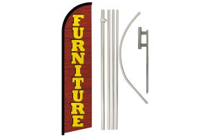 Furniture Superknit Polyester Swooper Flag Size 11.5ft by 2.5ft & 6 Piece Pole & Ground Spike Kit