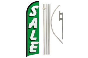 Sale (Green) Windless Banner Flag & Pole Kit