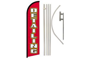 Detailing Superknit Polyester Swooper Flag Size 11.5ft by 2.5ft & 6 Piece Pole & Ground Spike Kit
