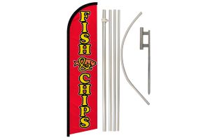 Fish & Chips Windless Banner Flag & Pole Kit