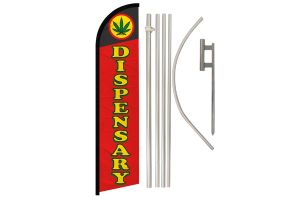 Dispensary (Red) Windless Banner Flag & Pole Kit