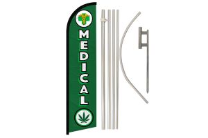 Medical MJ Windless Banner Flag & Pole Kit