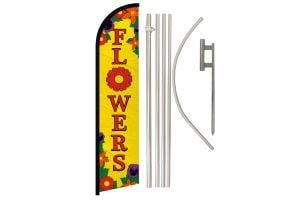 Flowers Windless Banner Flag & Pole Kit