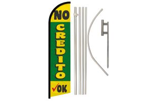 No Credito Ok Superknit Polyester Swooper Flag Size 11.5ft by 2.5ft & 6 Piece Pole & Ground Spike Kit