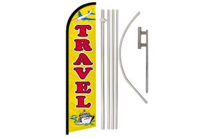 Travel Superknit Polyester Swooper Flag Size 11.5ft by 2.5ft & 6 Piece Pole & Ground Spike Kit