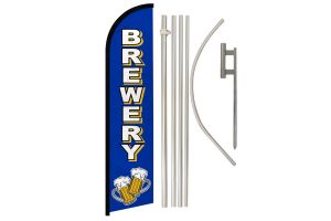 Brewery Superknit Polyester Swooper Flag Size 11.5ft by 2.5ft & 6 Piece Pole & Ground Spike Kit