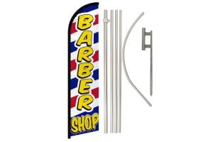 Barber Shop (Letters) Windless Banner Flag & Pole Kit