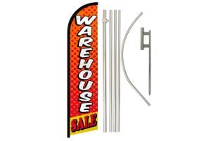 Warehouse Sale Superknit Polyester Swooper Flag Size 11.5ft by 2.5ft & 6 Piece Pole & Ground Spike Kit