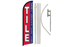 Tile Windless Banner Flag & Pole Kit