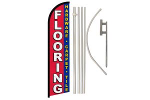 Flooring Superknit Polyester Swooper Flag Size 11.5ft by 2.5ft & 6 Piece Pole & Ground Spike Kit