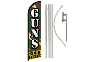 Guns Sold Here Windless Banner Flag & Pole Kit