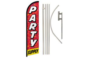 Party Supply Windless Banner Flag & Pole Kit