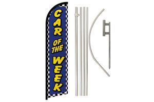 Car of the Week (Blue) Windless Banner Flag & Pole Kit