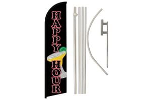 Happy Hour Windless Banner Flag & Pole Kit